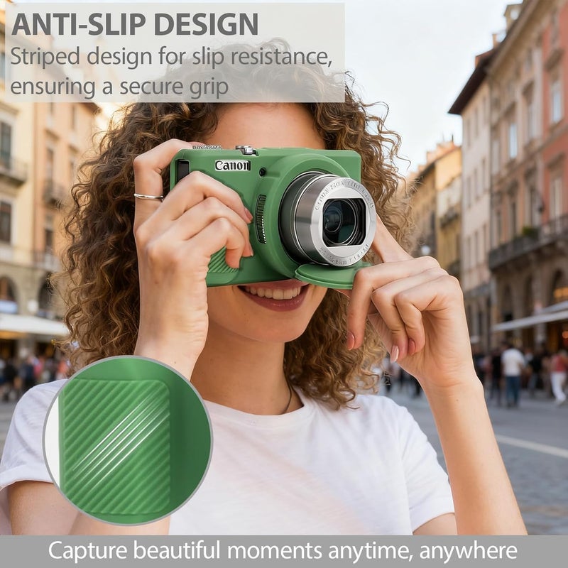 Frevyve Case for Canon G7X Mark IIII Camera, Soft Silicone Protective Case, Powershot G7X Mark III Sleeve with Removable Lens Cover & Screen Protector Accessories, Slim Fit, Anti-Scratch (Green) - Image 2